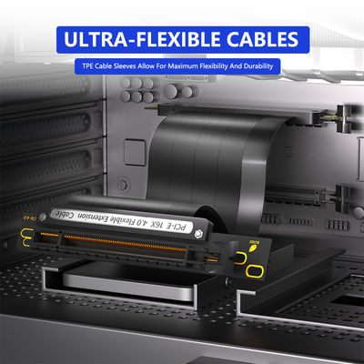 كابل التوسيع PCIE 4.0 ، أسود 16x محمي كابل GPU Riser عالي السرعة مع منفذ PCI Express لبطاقة توسيع GPU ، الطول 20 سم ((90 درجة))