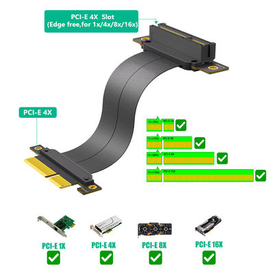 محول كمبيوتر عمودي مزدوج PCI E 90 درجة Pci Express X4 Riser Cable