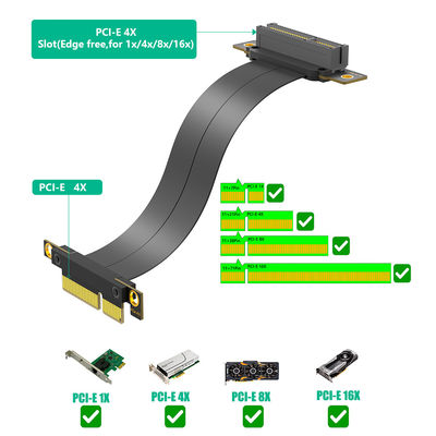 محول كمبيوتر عمودي مزدوج PCI E 90 درجة Pci Express X4 Riser Cable