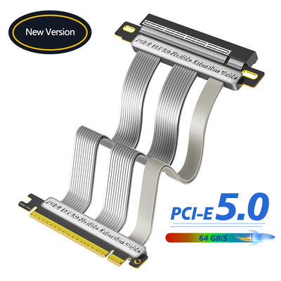 كابل رفع PCI E 5.0 بزاوية 180 درجة، 16X كابل تمديد GPU مرن