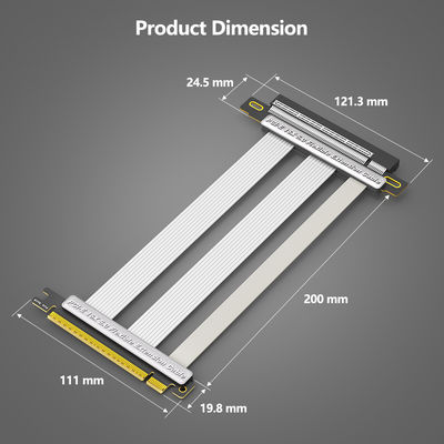 كابل رفع PCI E 5.0 بزاوية 180 درجة، 16X كابل تمديد GPU مرن