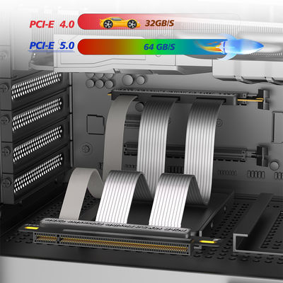 كابل رفع PCI E 5.0 بزاوية 180 درجة، 16X كابل تمديد GPU مرن