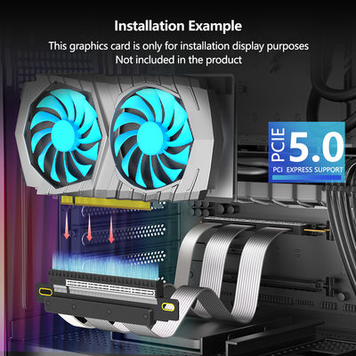 كابل رفع PCI E 5.0 بزاوية 180 درجة، 16X كابل تمديد GPU مرن