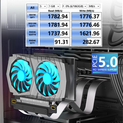 كابل رفع PCI E 5.0 بزاوية 180 درجة، 16X كابل تمديد GPU مرن