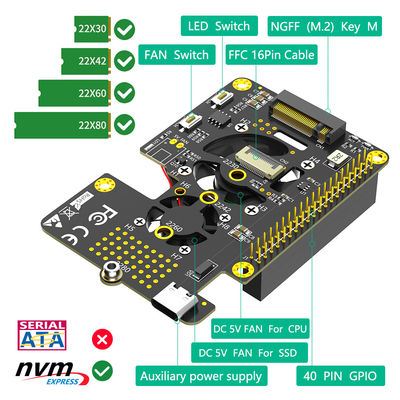 3 في 1 كومبو مصمم راسبيري باي M.2 NVMe SSD إلى M2 PCIE Nvme Adapter