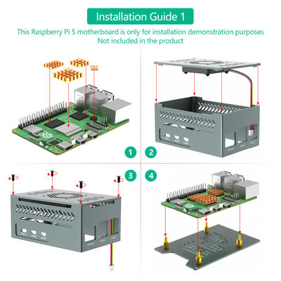 4010 PWM محول Raspberry Pi X1000 X1001 غلاف الألومنيوم غلاف Raspberry Pi 5