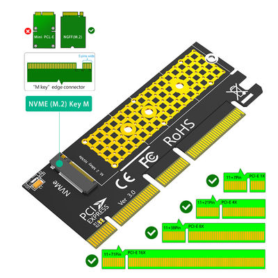 محول NGFF M.2 NVME SSD إلى PCI-E 4X / 8X / 16X مع 3528 LED Flash الملون