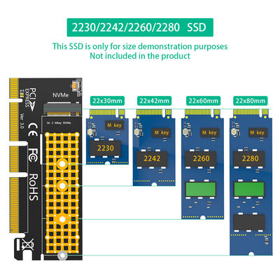 محول NGFF M.2 NVME SSD إلى PCI-E 4X / 8X / 16X مع 3528 LED Flash الملون