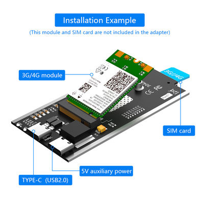 NGFF M.2 مفتاح-B إلى USB نوع-C وحدة لاسلكية محول بطاقة SIM فتحة 2 الهوائيات + حالة الحماية ل 3G 4G LTE WWAN مودم GSM