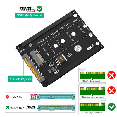 M.2 NGFF مفتاح M SSD إلى SFF-8639 U.2 محول مع براكيت الإطار