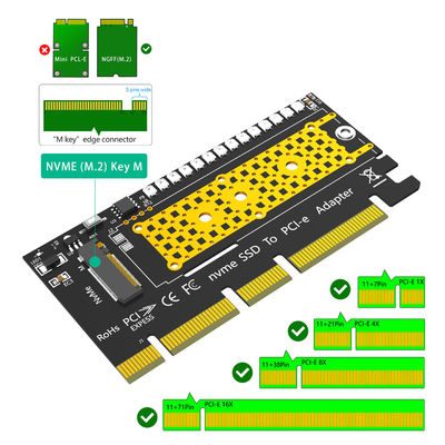 Adaptateur M.2 nvme SSD à PCI-E 4X/8X/16X avec 3528 LED flash coloré