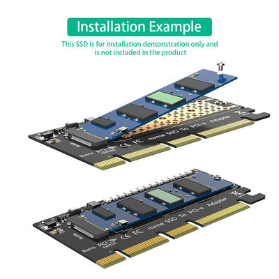 Adaptateur M.2 nvme SSD à PCI-E 4X/8X/16X avec 3528 LED flash coloré