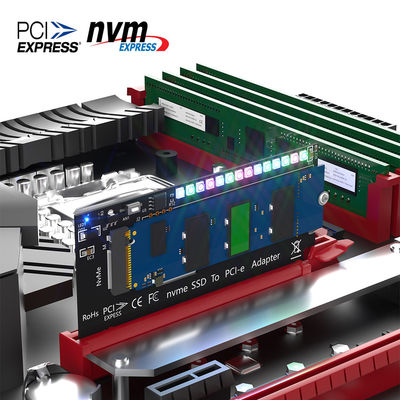 Adaptateur M.2 nvme SSD à PCI-E 4X/8X/16X avec 3528 LED flash coloré