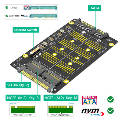 Nuova versione 2 in 1 Combo M.2 ((NGFF) NVME PCI-E SSD a U.2 SFF-8639 & M.2 ((NGFF) SATA SSD ad SATA Adapter
