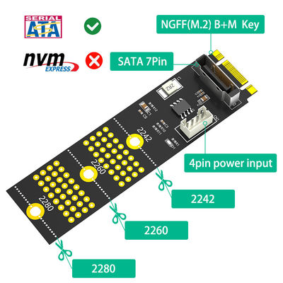 NGFF M.2 Key B+M To SATA Adapter Card Extender 2,5 pollici