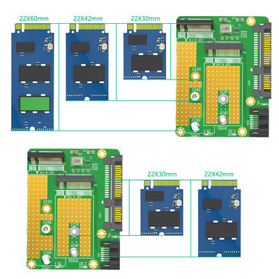 SATA 3.0 22PIN واجهة إلى 2 x NGFF M.2 Key-B Key B + M SATA بطاقة تحويل محول SSD مع كابل بيانات SATA 7Pin