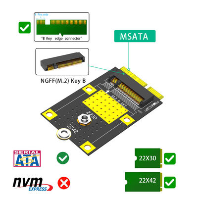 MSATA إلى M.2 ((NGFF) المفتاح B محول لـ 2230/2242 محول بطاقة SSD لمجموعة أجزاء PCS متعددة الأنظمة