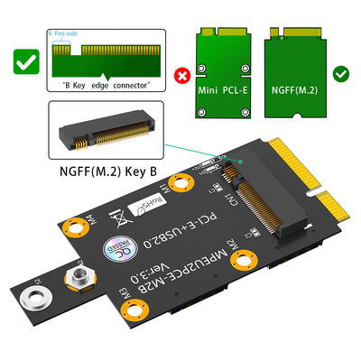 محول ميني PCI-E إلى NGFF M.2 B-Key مع فتحة بطاقة SIM مزدوجة 3G / 4G / 5G WWAN في المخزون