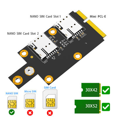 محول ميني PCI-E إلى NGFF M.2 B-Key مع فتحة بطاقة SIM مزدوجة 3G / 4G / 5G WWAN في المخزون