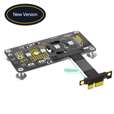 PCI- E X1 إلى M.2 NVME NGFF كابل تمديد محول SSD مع مروحة تبريد و LED تلقائي التبديل اللون.