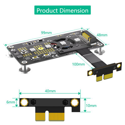PCI- E X1 إلى M.2 NVME NGFF كابل تمديد محول SSD مع مروحة تبريد و LED تلقائي التبديل اللون.