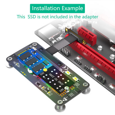 PCI- E X1 إلى M.2 NVME NGFF كابل تمديد محول SSD مع مروحة تبريد و LED تلقائي التبديل اللون.