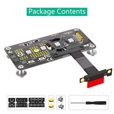 PCI- E X1 إلى M.2 NVME NGFF كابل تمديد محول SSD مع مروحة تبريد و LED تلقائي التبديل اللون.