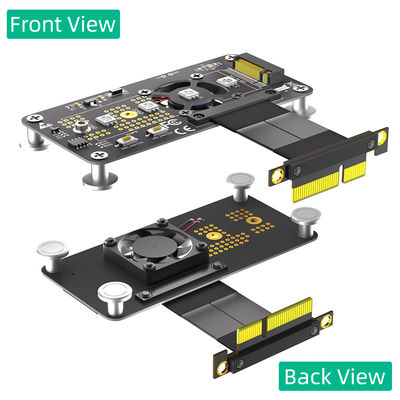 PCI Express PCI-E 3.0 4X إلى NGFF M.2 2280 M2 NVME محول SSD محول بطاقة تبريد مروحة + كابل تمديد عالي السرعة 100MM