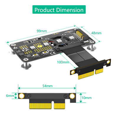 PCI Express PCI-E 3.0 4X إلى NGFF M.2 2280 M2 NVME محول SSD محول بطاقة تبريد مروحة + كابل تمديد عالي السرعة 100MM