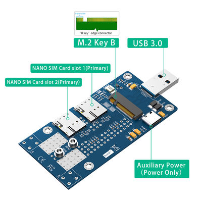 USB 3.0 و Type-C الطاقة المساعدة إلى NGFF M.2 بطاقة محول لاسلكي B-Key مع فتحة 2 NANO SIM لوحدة مودم WWAN 5G 4G LTE.
