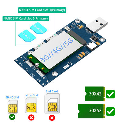 USB 3.0 و Type-C الطاقة المساعدة إلى NGFF M.2 بطاقة محول لاسلكي B-Key مع فتحة 2 NANO SIM لوحدة مودم WWAN 5G 4G LTE.