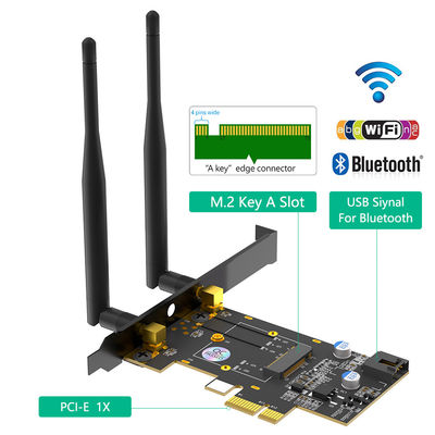 NGFF M.2 مفتاح A إلى PCl-e X1 محول لـ WiFi وبطاقة Bluetooth Connect واجهة Bluetooth والهوائيات المزدوجة