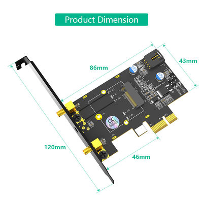 NGFF M.2 مفتاح A إلى PCl-e X1 محول لـ WiFi وبطاقة Bluetooth Connect واجهة Bluetooth والهوائيات المزدوجة