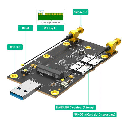 محول PCI Express Gen 3.0 8 Gbps NGFF M.2 إلى USB 3.0 مع فتحة بطاقة SIM NANO مزدوجة