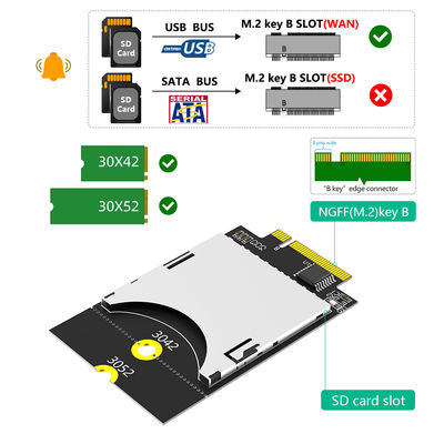 NGFF M.2 واجهة Key-B إلى بطاقة SD Card Holder Converter Adapter Card (دعم USB-Bus ، وليس SATA-Bus)