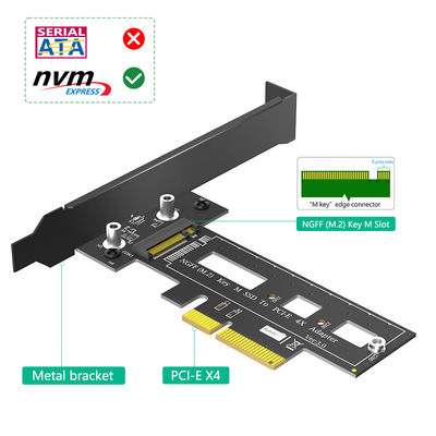 M.2 NGFF PCI-e nvme SSD إلى PCI Express 3.0 x4 المضيف المضيف يدعم M.2 Key نوع بطاقة M