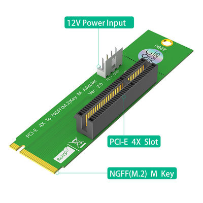 بطاقة PCI Express PCI-E 4X إلى NGFF M.2 PCIe Riser Card X4 إلى M2 مؤشر محول مفتاح M لـ Crypto