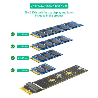 NGFF M.2 Nvme M Key SSD إلى PCI-E 1X Adapter التثبيت الرأسي PCI-E 1x إلى NGFF M.2 Key-M يدعم الأحجام 2230-2242-2260-2280