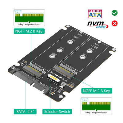 مزدوج M.2 B Key / B&M Key SSD إلى بطاقة SATA III 2.5 "مع محفظة بلاستيكية لتحويل الاختيار