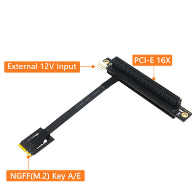 M.2 NGFF محول الكمبيوتر مفتاح A-E إلى محول PCIe 16X كابل 25 سم أسود