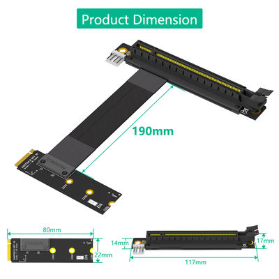 8G/Bps 4Pin M2 Riser Card NGFF مفتاح M إلى 19cm PCIe 16x Riser Adapter