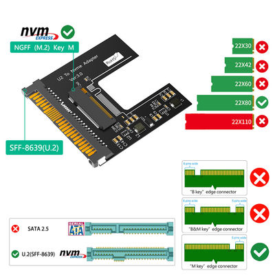 NGFF 2.5 " SFF 8639 محول NVMe SSD محول SSD إلى U.2