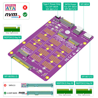 M.2 NVMe إلى SFF-8611/8654/U.2 محول 6Gb/s عرض النطاق الترددي