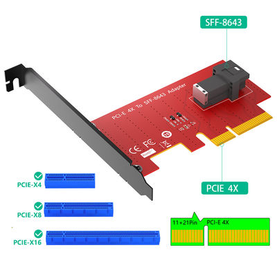 محول 36 سن SFF 8643 بطاقة محول PClE 4.0 X4 Pcie Sff 8643