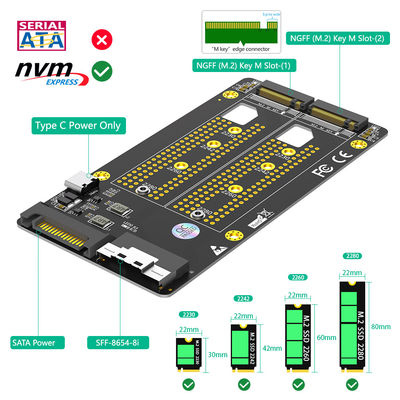 محول SlimSAS مزدوج 2X 8X موصل SFF 8654 تقسيم PCIe اللوحة الأم