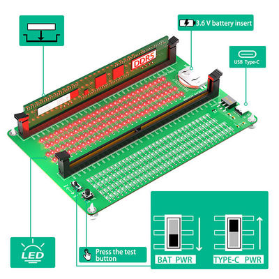 UDIMM Memory Tester Long Latch Desktop Computer DDR5 Memory Test Card