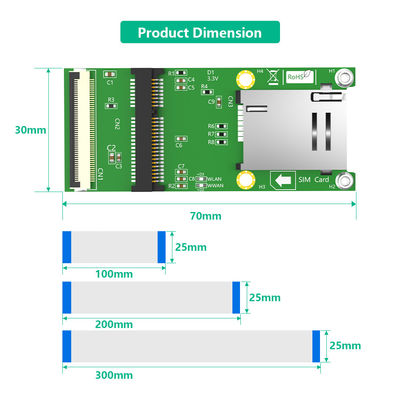 52Pin MPCIe Mini PCI E Cable Wireless Adapter Card 1 SIM Slot FPC Cable For Test Wifi Module