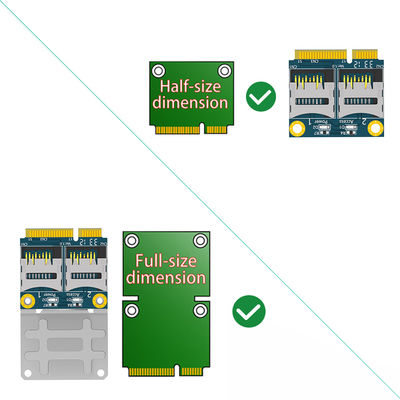 Dual TF Micro SD Card To Mini PCI-E Express With Half Bracket Memory Card Reader Adapter