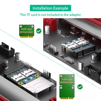 Dual TF Micro SD Card To Mini PCI-E Express With Half Bracket Memory Card Reader Adapter