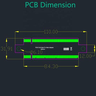 PCI-E 16X 3.0 Male to Male Adapter 110x32mm Black PCBA